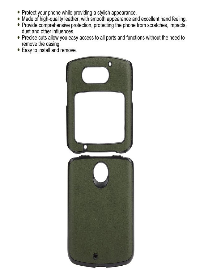 جراب ciciglow مع مشبك لهاتف RAZR 5G القابل للطي، غطاء جلدي مقاوم للصدمات لهاتف Razr 5G، غطاء خلفي جلدي (أخضر) - Image 2