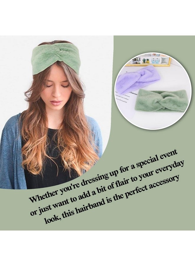 بي جود عصابات رأس عريضة للنساء، عصابات شعر ناعمة ومرنة، عصابات رأس نسائية لتدفئة الأذن، عقدة ملتوية، عمامة غير قابلة للانزلاق لتمارين اليوجا، هدية، إكسسوارات شعر، قطعتان - Image 3