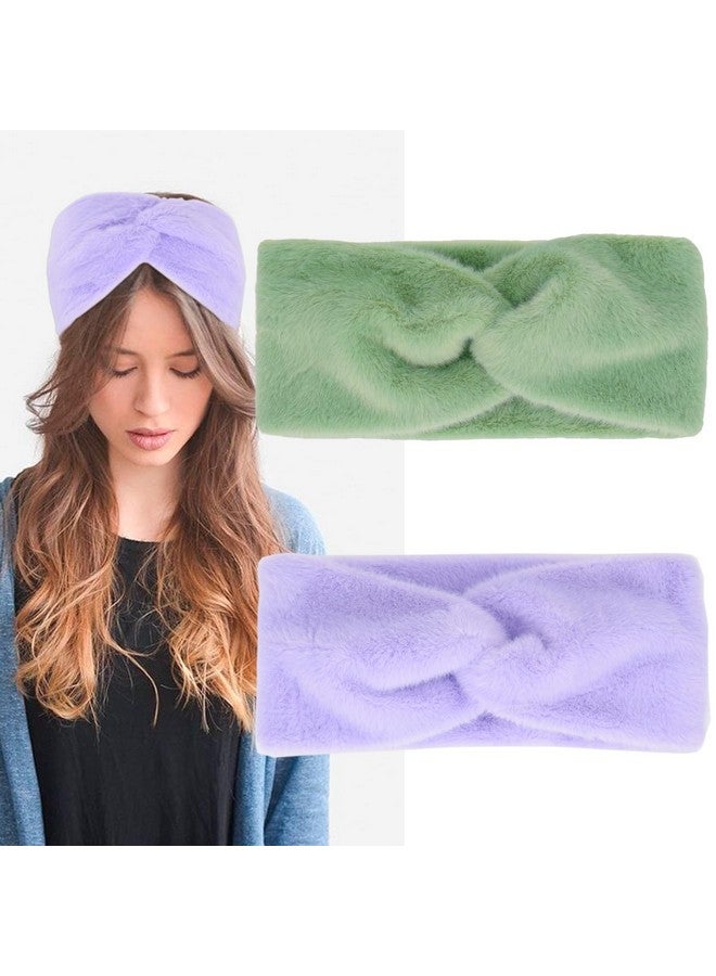 بي جود عصابات رأس عريضة للنساء، عصابات شعر ناعمة ومرنة، عصابات رأس نسائية لتدفئة الأذن، عقدة ملتوية، عمامة غير قابلة للانزلاق لتمارين اليوجا، هدية، إكسسوارات شعر، قطعتان - Image 1