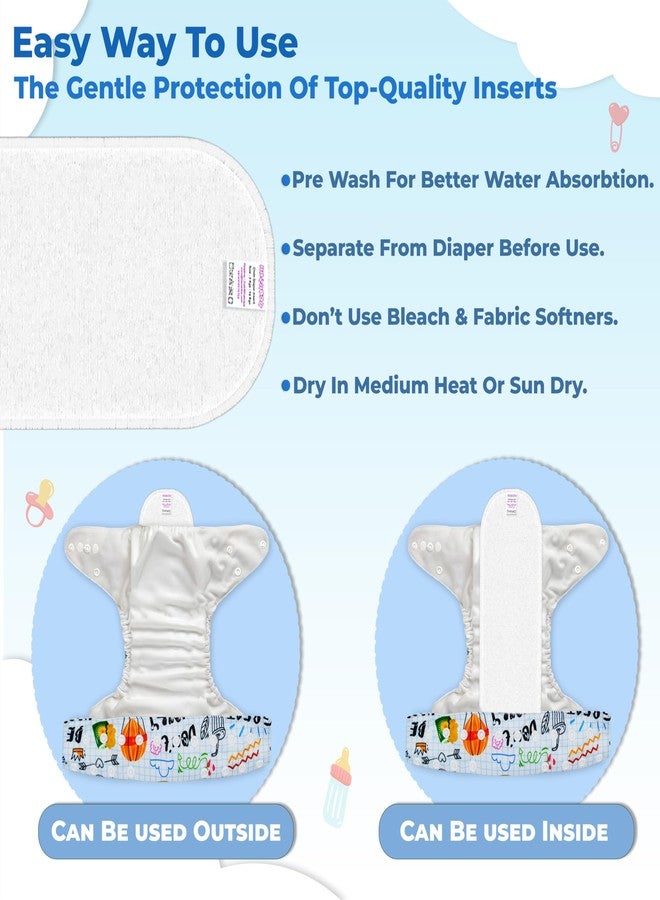 Bembika A Plus Printed Cloth Diaper with 3-Layer Micro Fiber Inserts for Babies Washable & Reusable Cloth Nappies for Baby Leakproof and Wetfree Adjustable Cloth Diapers -(BE2744) - Image 5