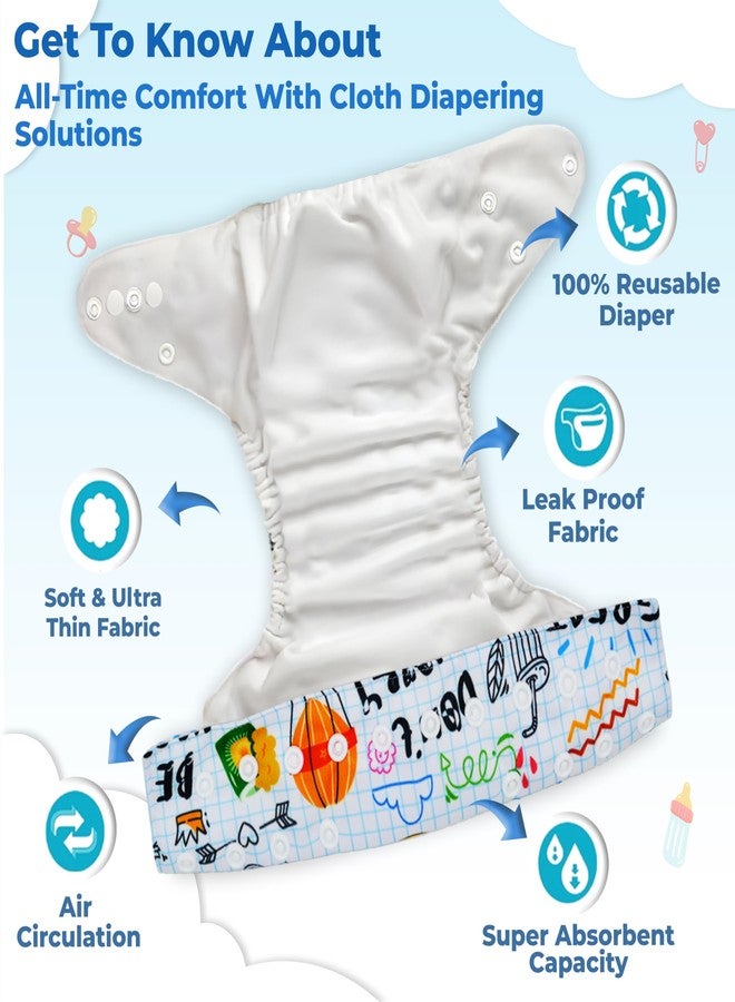 Bembika A Plus Printed Cloth Diaper with 3-Layer Micro Fiber Inserts for Babies Washable & Reusable Cloth Nappies for Baby Leakproof and Wetfree Adjustable Cloth Diapers -(BE2744) - Image 4