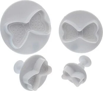 Hobs Large Bowknot Cookie Mold with Push Injector 4 Pieces