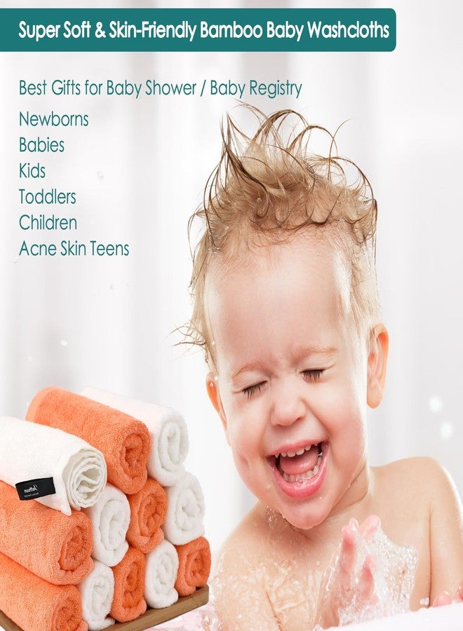 JEFFSUN Baby Washcloths 6 Pack, 10x10 inch Orange Small Wash Cloths for Face and Body, Super Soft & Gentle Face Towels on Sensitive Skin, Newborn Registry Bath Shower Gifts for Infant Kid Toddler Children - Image 4