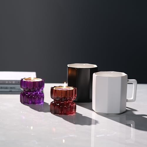 ICNBUYS Twizzle Twist Tealight Holder, Decorative Tealight Candle Holder for Table Display, Romantic Unique Home Décor, Housewarming Gift, Spiral Sculpture Diwali Tea Light Stand Brown Resin Set of 2 - Image 3