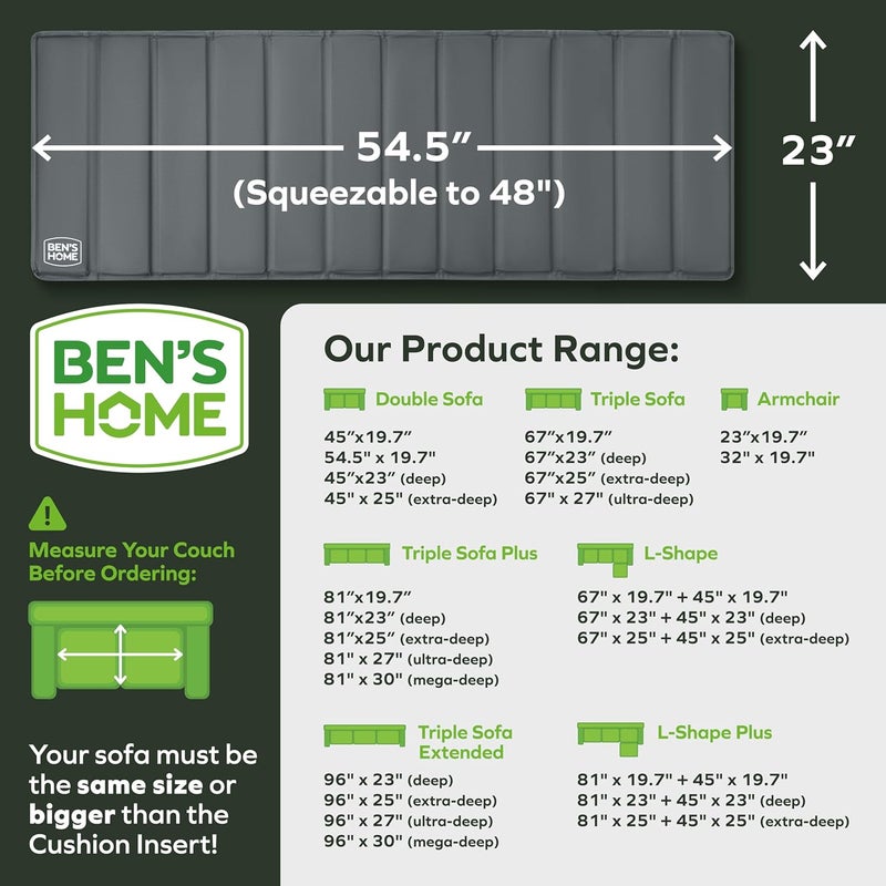 BEN'SHOME لوحة دعم وسادة الأريكة الثقيلة - إصلاح فوري لمقعد الأريكة الصغيرة المتدلي | 23" × 48"-54.5" | خشب من الدرجة الأثاث بسمك 0.5" تحت الوسائد، مضاد للانزلاق، يطيل عمر الأرائك والأثاث - Image 2