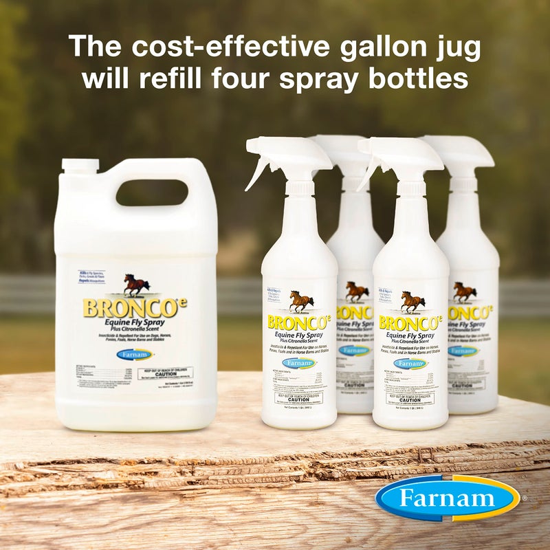 Farnam Broncoe Fly Spray Plus Citronella for Horses, Dogs & Premises â€“ Kills Flies, Ticks, Fleas, Lice & Mosquitoes â€“ Water-Based, Non-Oily Multi-Purpose Insecticide â€“ 128 oz - Image 5