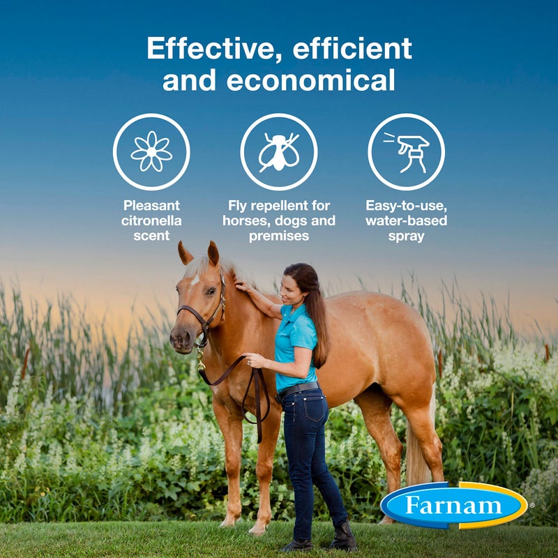 Farnam Broncoe Fly Spray Plus Citronella for Horses, Dogs & Premises â€“ Kills Flies, Ticks, Fleas, Lice & Mosquitoes â€“ Water-Based, Non-Oily Multi-Purpose Insecticide â€“ 128 oz - Image 3