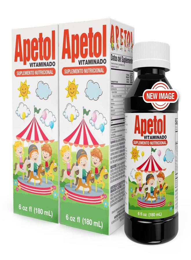 Apetol أبيتول، معزز للشهية وفيتامينات سائلة لتنشيط الدماغ - مكملات غذائية للأطفال والكبار - يدعم صحة الجهاز الهضمي والذاكرة والحيوية - معزز للشهية للأطفال والكبار - عبوة من قطعتين، 6 أونصات سائلة - Image 1