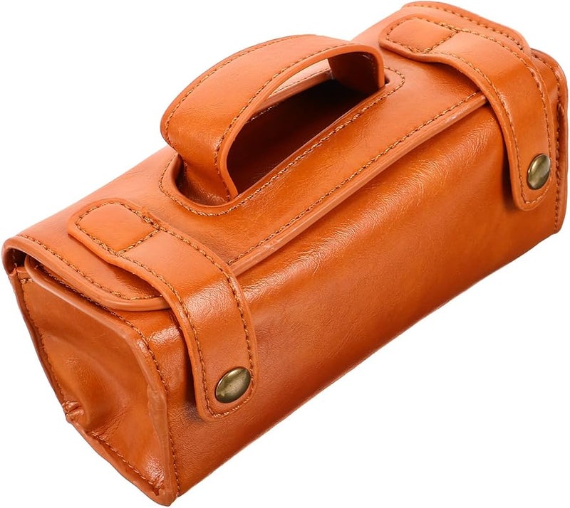 Large Capacity Brown Pu Leather Travel Toiletry Bag For Men Shaving Kit Organizer - Image 1