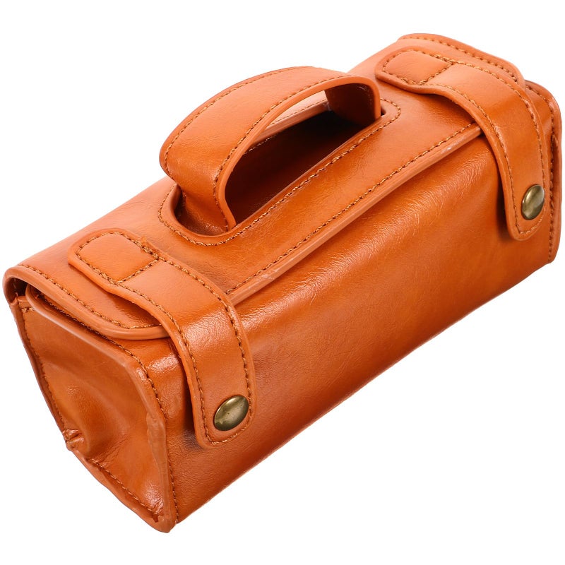 Large Capacity Brown Pu Leather Travel Toiletry Bag For Men Shaving Kit Organizer - Image 2