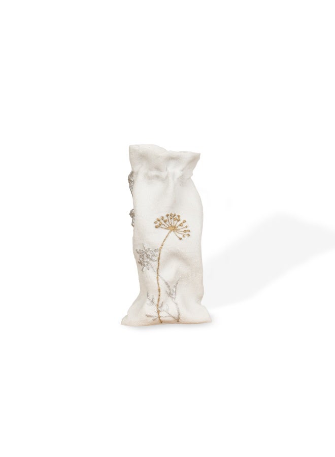 Halfpound Hand-embroidered white resin vase with gray and gold rose motifs - Image 3
