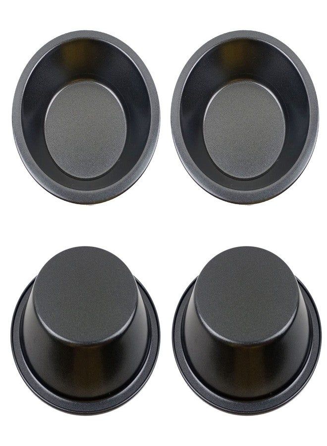 Proshopping Mini Pie Pans 5 Inch, 4 Pieces Small Round Pot Pie Plates, Nonstick Carbon Steel Bakeware Set - for Baking Pies, Crust, Tarts, Black - Image 1