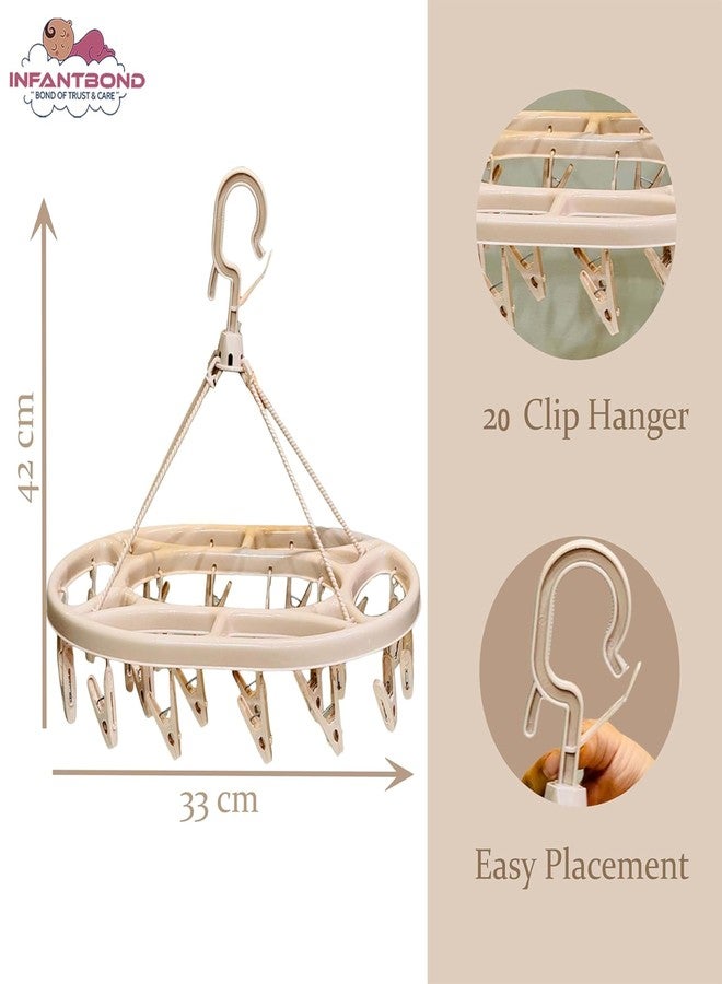 Infantbond Baby Clothes Hanger Rack | Portable & Rotatable Clips | 20 Clips Cloth Drying Hanger | Space Saving Travel & Durable. - Image 3