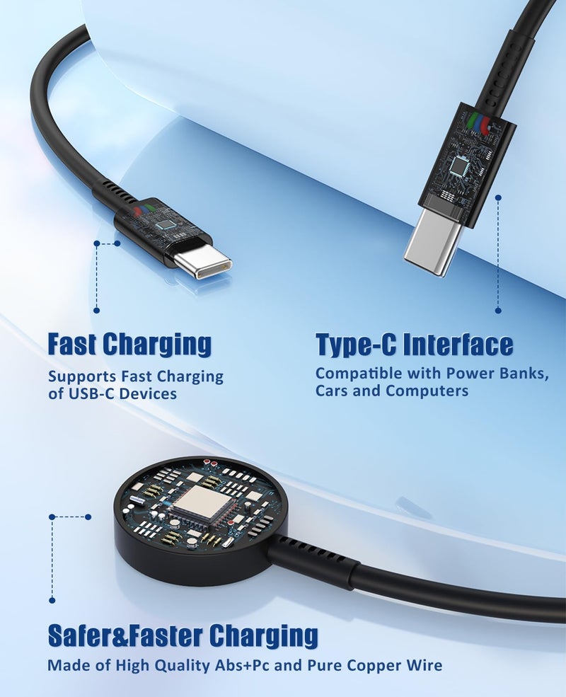 Hcoob for Samsung Watch Charger Fast Charging,2 in 1 Galaxy Watch Phone Charger 6ft with 25W USBC Charger Compatible with Galaxy Watch 8/7/Ultra/6/6 Classic/5/5Pro/4/4 Classic/3/Active2/1/S24/S23/S22/21 - Image 4