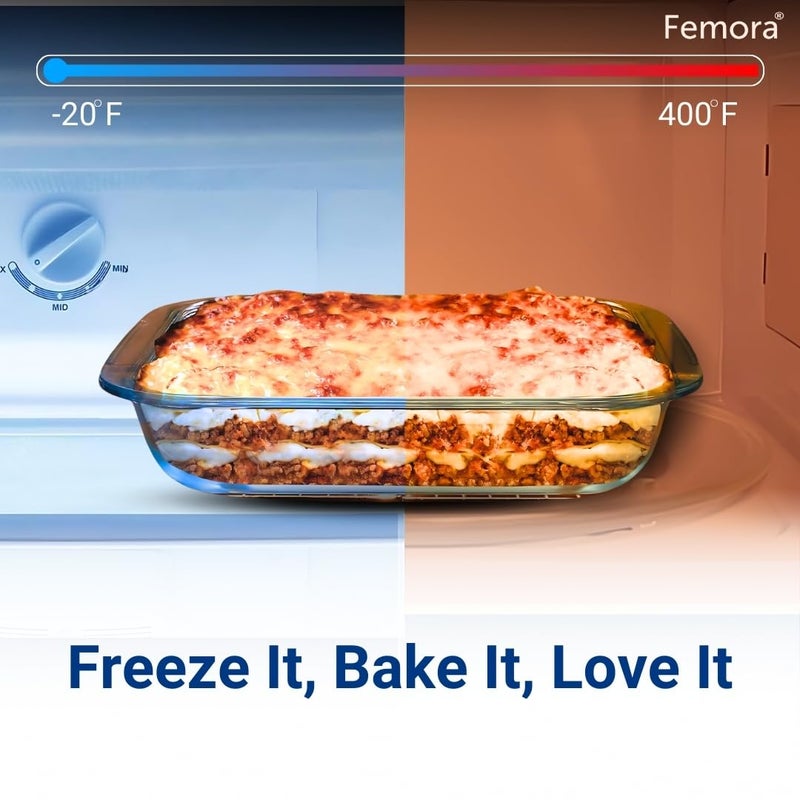 Femora Borosilicate Glass Baking Dish 1 Year Warranty Microwave Safe Baking Tray for Microwave Oven Oven Safe Cookware Baking Dish for Oven Transparent Rectangle Set of 21000 ml 1600ml - Image 5