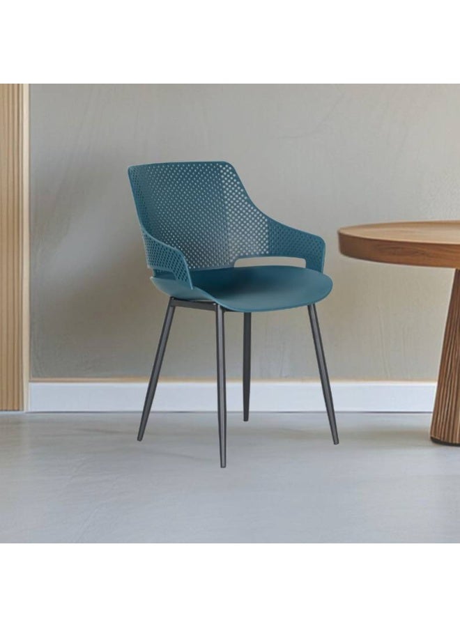 ROYALOAK Royaloak Breeze Fibre Cafe Chair in Blue | Moulded Upholstery with Cushioned Seat & Tilt-Back Design | Comfortable Chair with Anti-Skid Legs for Daily Use in Homes, Cafés, Patios or Balconies - Image 1