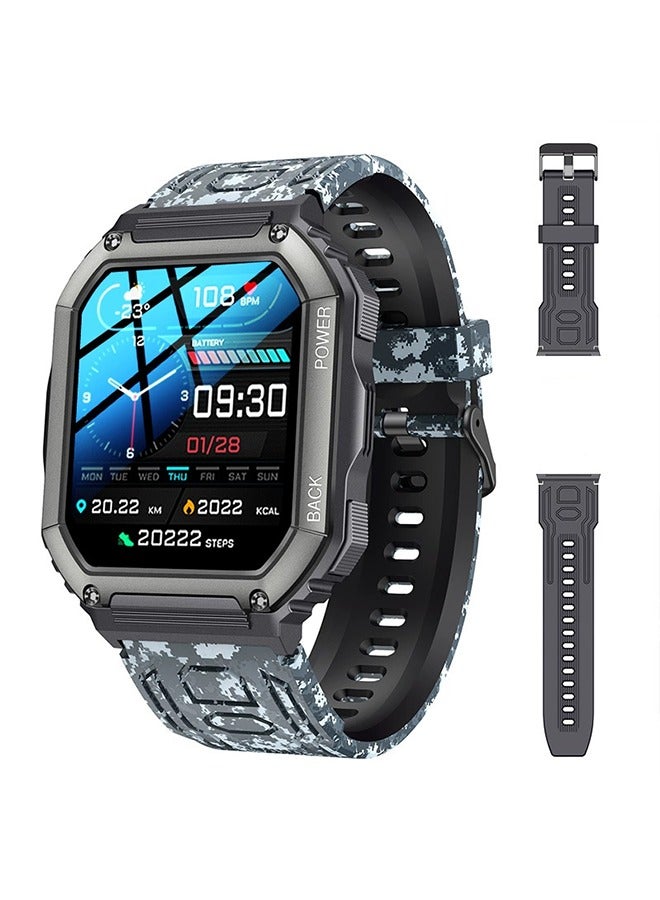 LIGE Unisex Sports Smart Watch - Camouflage Pattern Strap, Bluetooth Call, IP67 Waterproof and Dustproof, Modern Military Style, Suitable for Outdoor and Daily Wear - Image 1