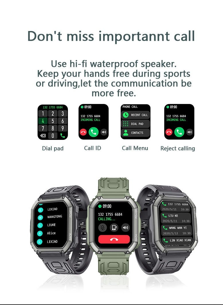 LIGE Unisex Sports Smart Watch - Camouflage Pattern Strap, Bluetooth Call, IP67 Waterproof and Dustproof, Modern Military Style, Suitable for Outdoor and Daily Wear - Image 5