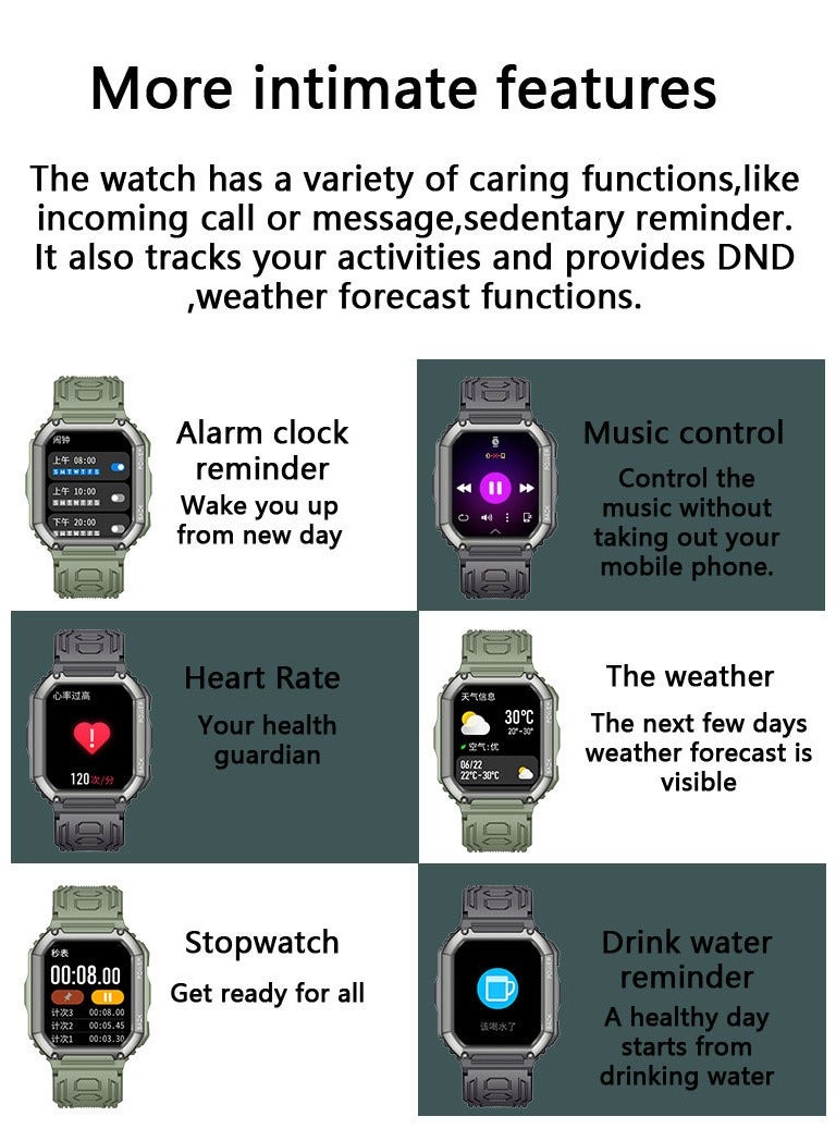 LIGE Unisex Sports Smart Watch - Camouflage Pattern Strap, Bluetooth Call, IP67 Waterproof and Dustproof, Modern Military Style, Suitable for Outdoor and Daily Wear - Image 4