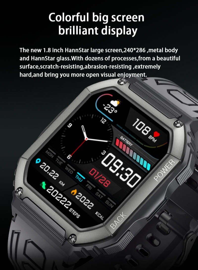 LIGE Unisex Sports Smart Watch - Camouflage Pattern Strap, Bluetooth Call, IP67 Waterproof and Dustproof, Modern Military Style, Suitable for Outdoor and Daily Wear - Image 2