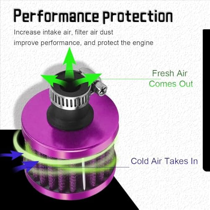 CHRYMUM Air Intake Filter Breather, Air Filter Cold Air Intake Filter, Car Accessories 12mm Mini Air Filter Vent Crankcase Breather, 0.47" Universal Cold Air Filter Replacement for Car,Motorcycle - Image 4