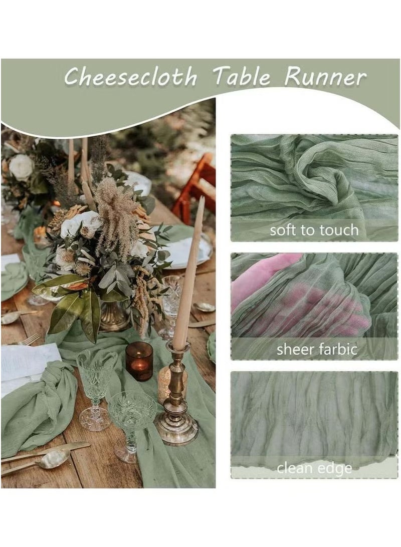 ZAYVA Cheesecloth Table Runner, 90 x 400 cm Boho Gauze Table Decor, Translucent Tablecloth for Wedding Reception Bridal Shower Party Decoration Table Centerpiece - Image 2