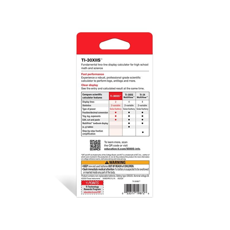 Texas Instruments TI-30XIIS Scientific Calculator, Black - Image 4