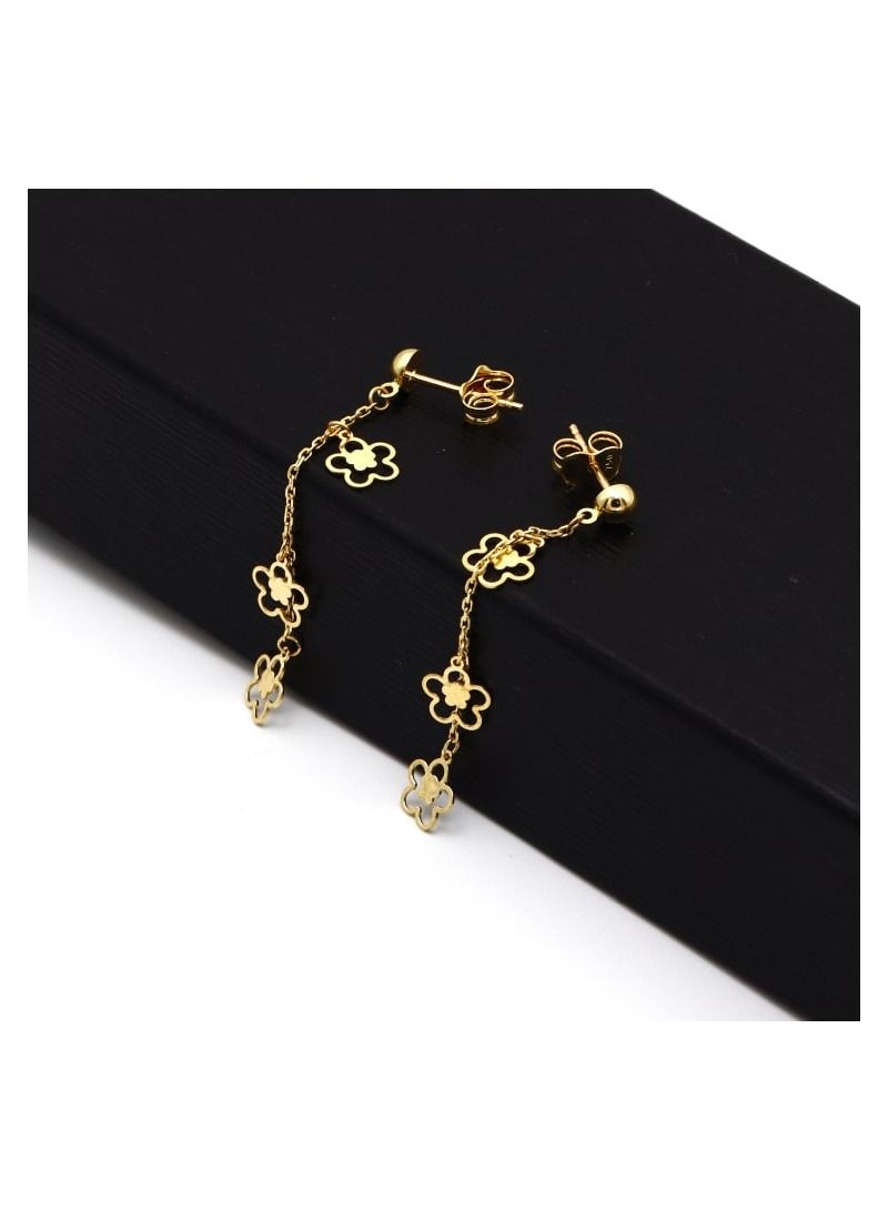 Gold Zone Real Gold 3 Flower Hanging Earring - Image 3
