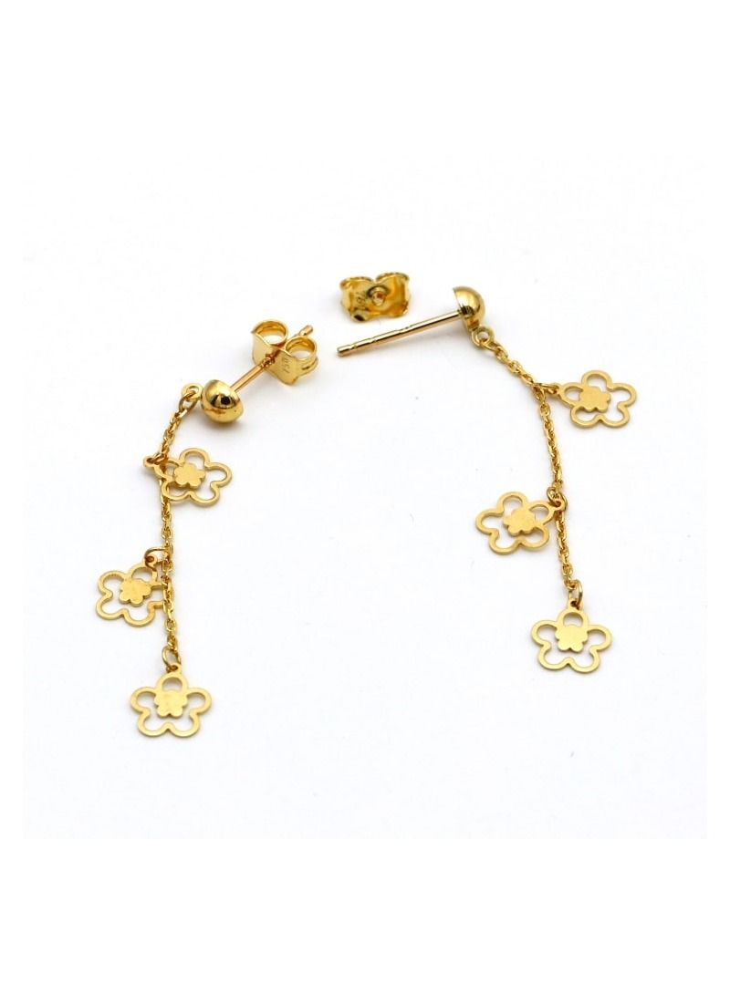 Gold Zone Real Gold 3 Flower Hanging Earring - Image 2