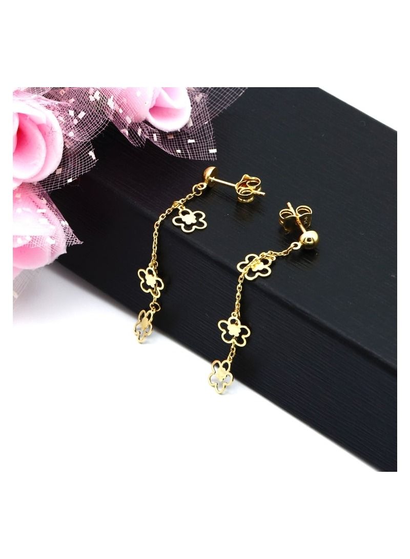 Gold Zone Real Gold 3 Flower Hanging Earring - Image 5
