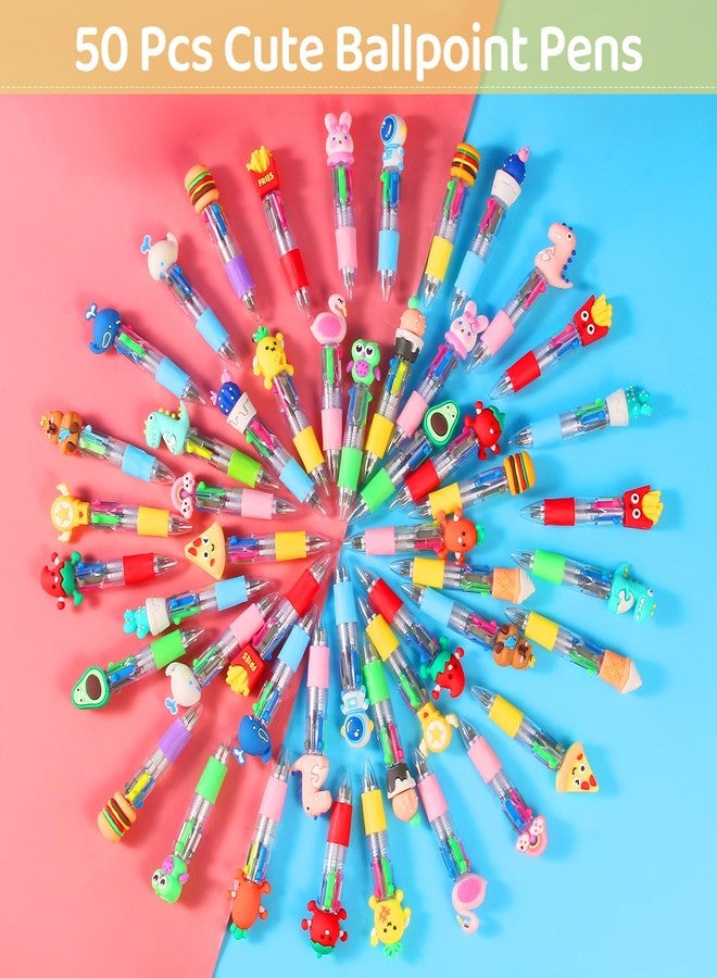 LiYiQ 50 Pcs Multicolor Pen in One Fun 4-in-1 Cute Pens Bulk Kawaii Cool Ballpoint Pens for Kids Fun Gifts (50) - Image 3
