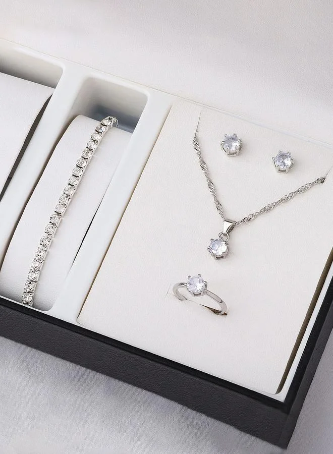 تايك تو Silver Zirconia Jewelry Set 4-Piece