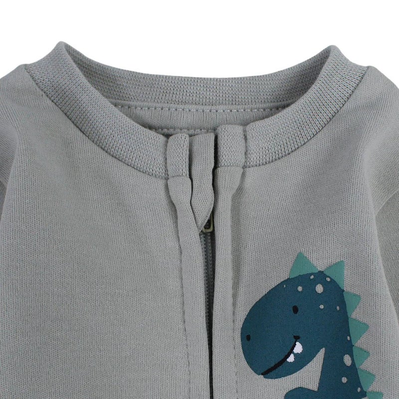 Pompelo Baby Boys Cotton Footless Onesie - Mint with Dino Design - Image 3