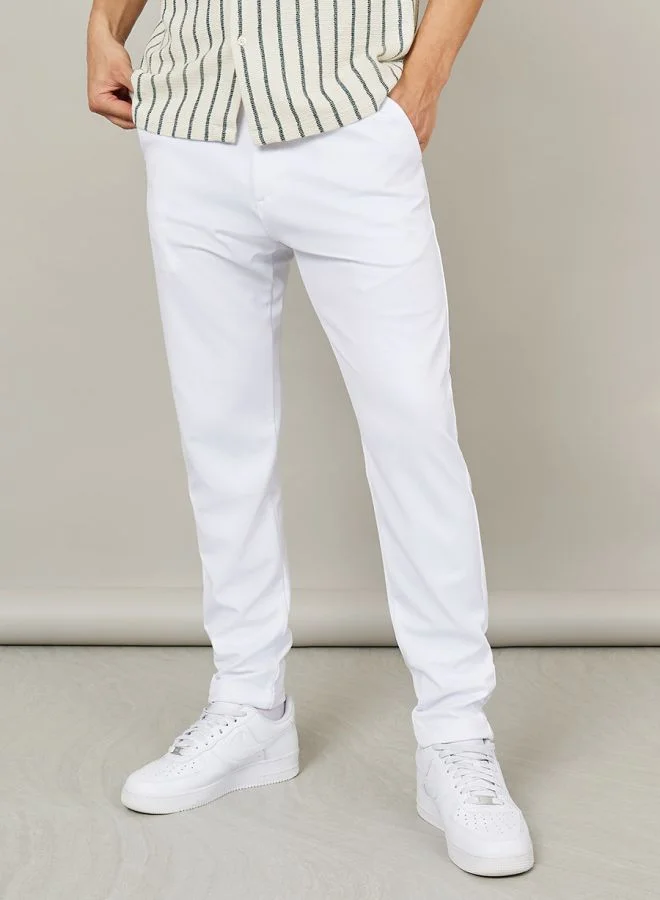 Styli Knitted Smart Slim Trouser with Button Placket