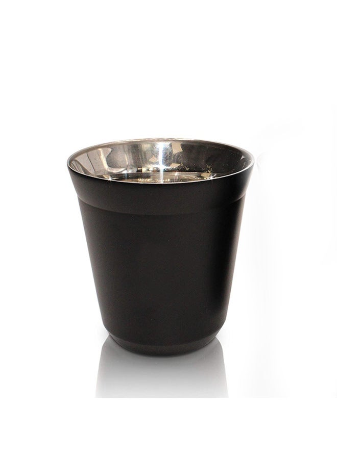 Stainless Steel Double Layer Coffee Mug Capsule Coffee Beer Milk Italian Style Mug Set-Color:Black-Capacity:80 Ml - Image 1
