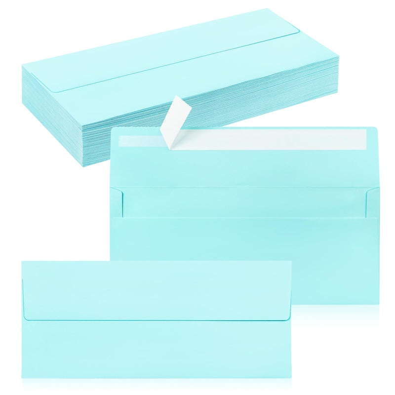 QIKSION 50 Pack #10 Business Envelopes, Self Seal Standard Light Blue Envelopes for Secure Business & Legal Mailing, Office, Checks, Letter, Invoices, 4 1/8 x 9 1/2 Inches - Image 1