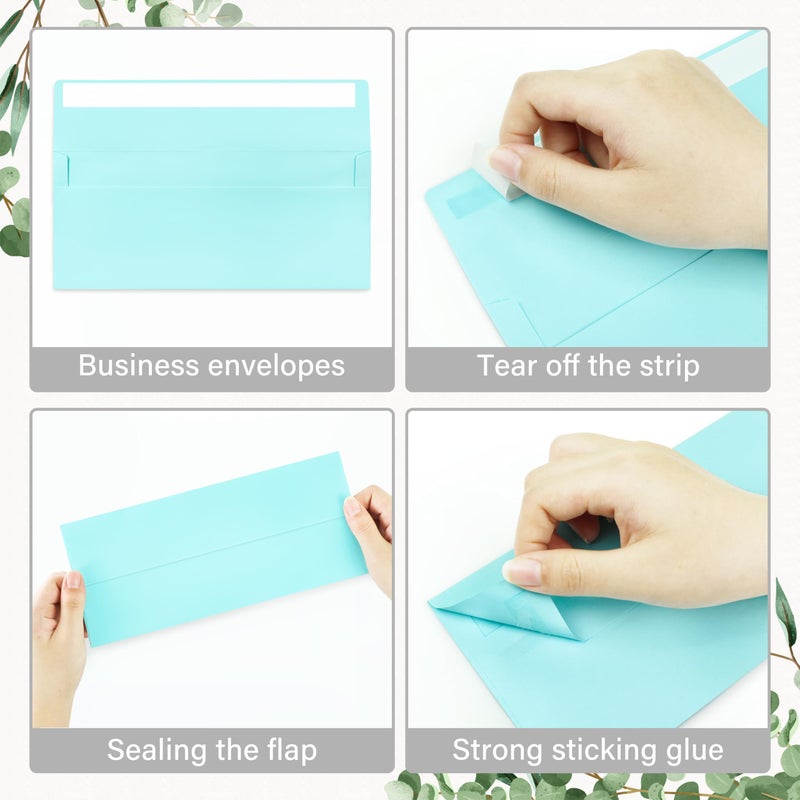QIKSION 50 Pack #10 Business Envelopes, Self Seal Standard Light Blue Envelopes for Secure Business & Legal Mailing, Office, Checks, Letter, Invoices, 4 1/8 x 9 1/2 Inches - Image 4