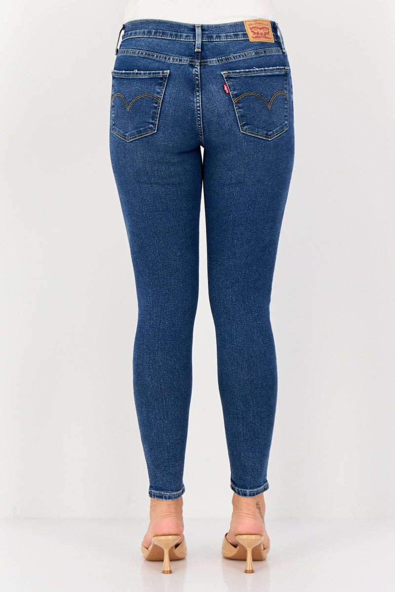 Levi's Women Skinny Fit Washed Denim Jeans, Blue - Image 2