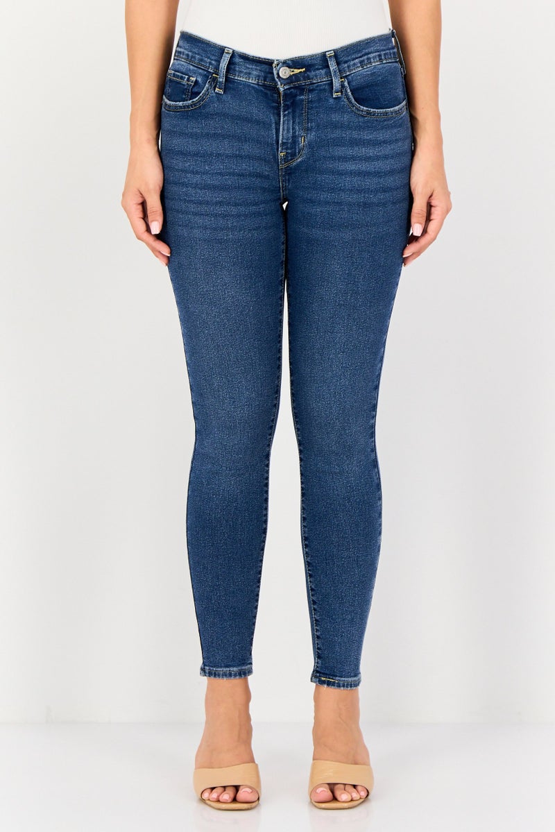 Levi's Women Skinny Fit Washed Denim Jeans, Blue - Image 1