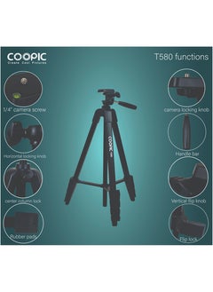 COOPIC T580 Create cool picture 68 inch Professional Tripod with 360° Panoramic Head - Enhance Your Photography and Videography with Superior Stability and Versatility - pzsku/ZA40D131EF5F052E241AAZ/45/_/1699019794/f0da56a9-dd42-4288-ae44-929f0f311dc6