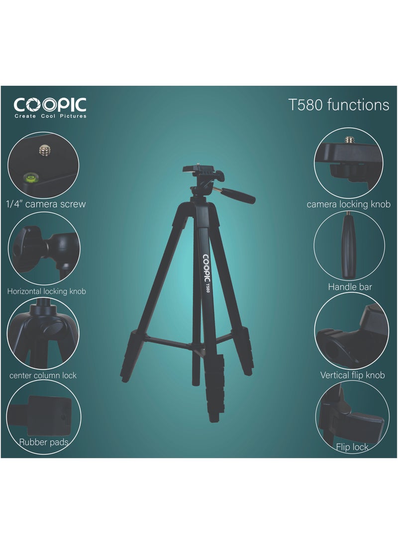 Coopic COOPIC T580 Create cool picture 68 inch Professional Tripod with 360° Panoramic Head - Enhance Your Photography and Videography with Superior Stability and Versatility  - Image 3