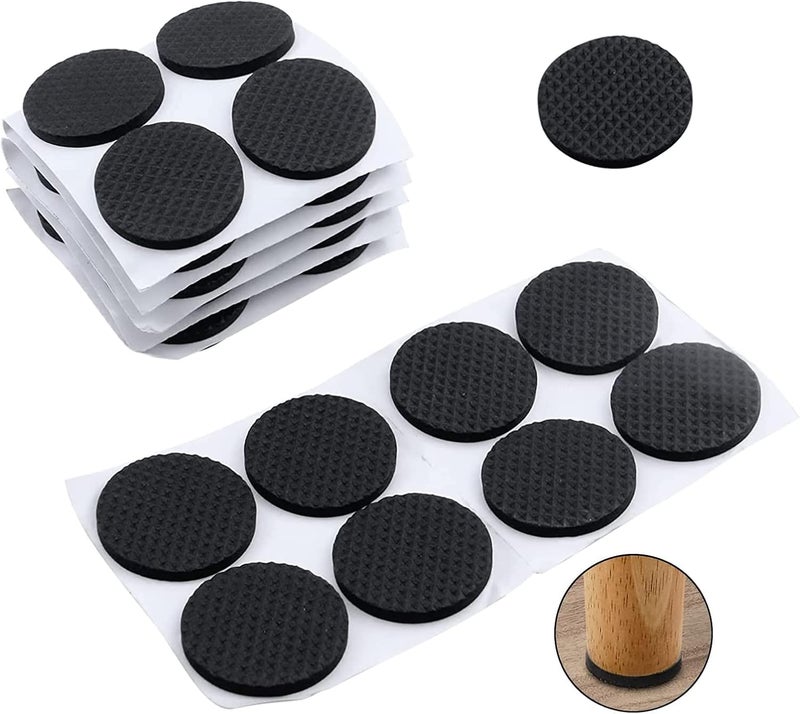 AJIODA Non Slip Furniture Pads–80PCS EVA Furniture Protector Self Adhesive Sticky Floor Protector Mat Furniture Grippers Chair Leg Pads Anti Scratch Foam Table Chair Sofa Sticky Floor Mat, Round - Image 1