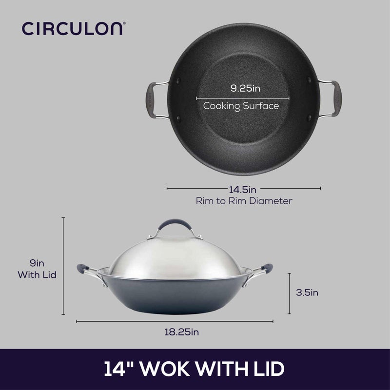 Circulon A1 Series with ScratchDefense Technology Nonstick Induction Wok with Lid, 14 Inch, Graphite - Image 3