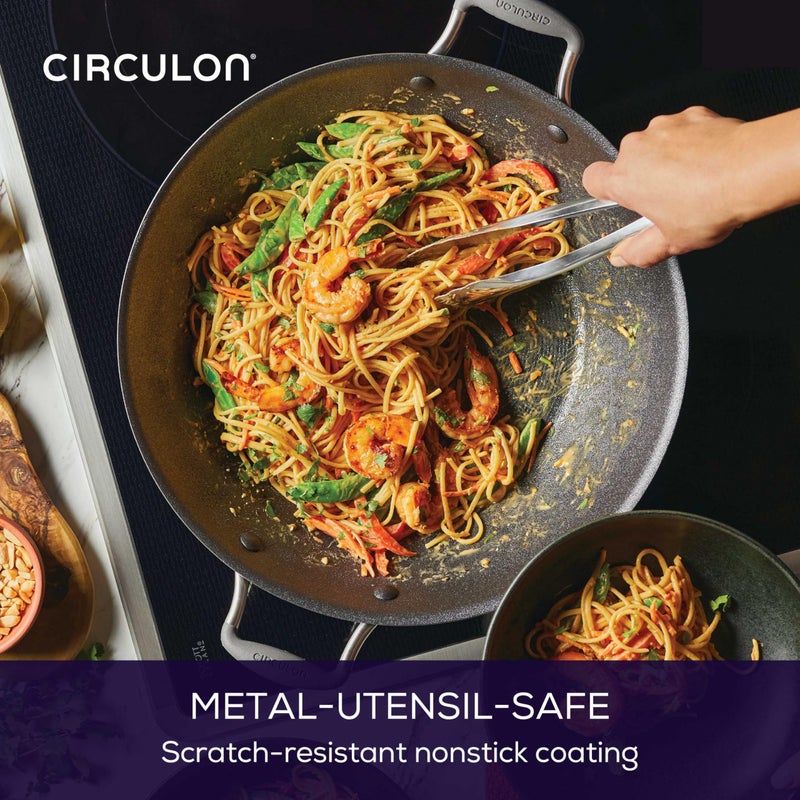 Circulon A1 Series with ScratchDefense Technology Nonstick Induction Wok with Lid, 14 Inch, Graphite - Image 4