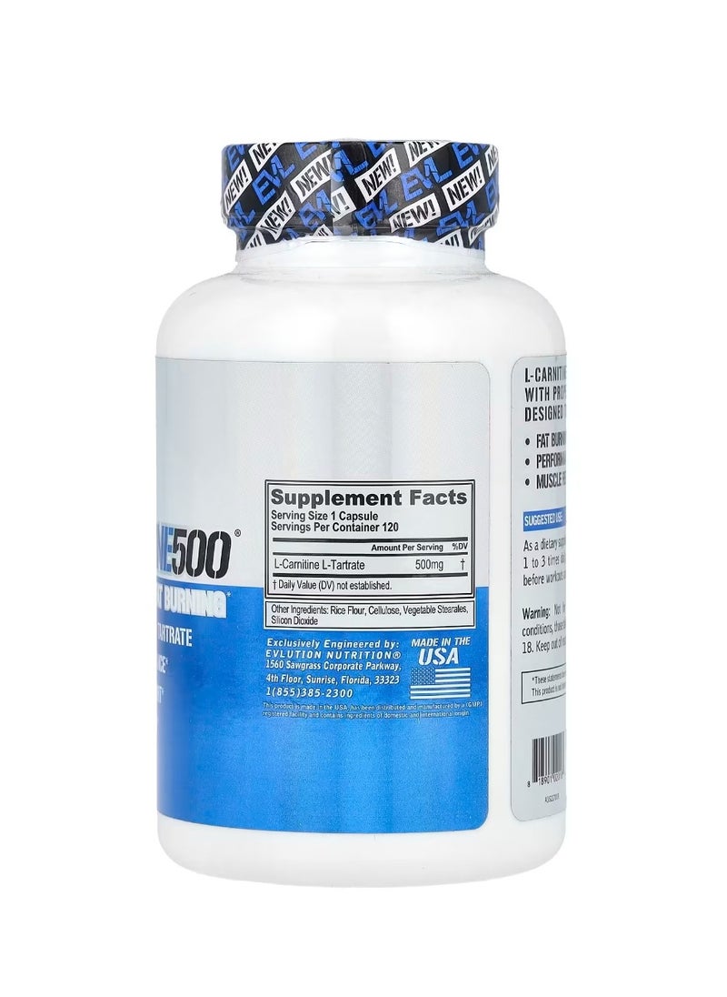 EVLUTION NUTRITION L-Carnitine500 500 mg 120 Capsules  - Image 2