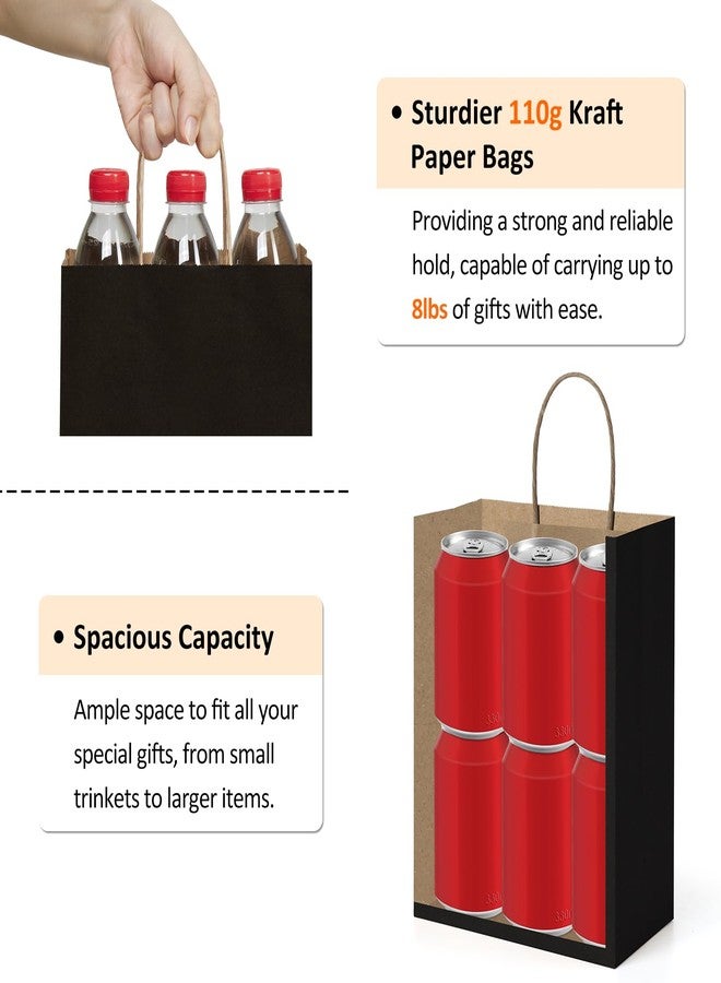 BagDream 50Pcs Gift Bags 8x4.25x10.5 Inches Kraft Paper Gift Bags with Handles Bulk for Shopping, Wedding, Party Favor, Merchandise, Retail, Black Paper Sacks - Image 3