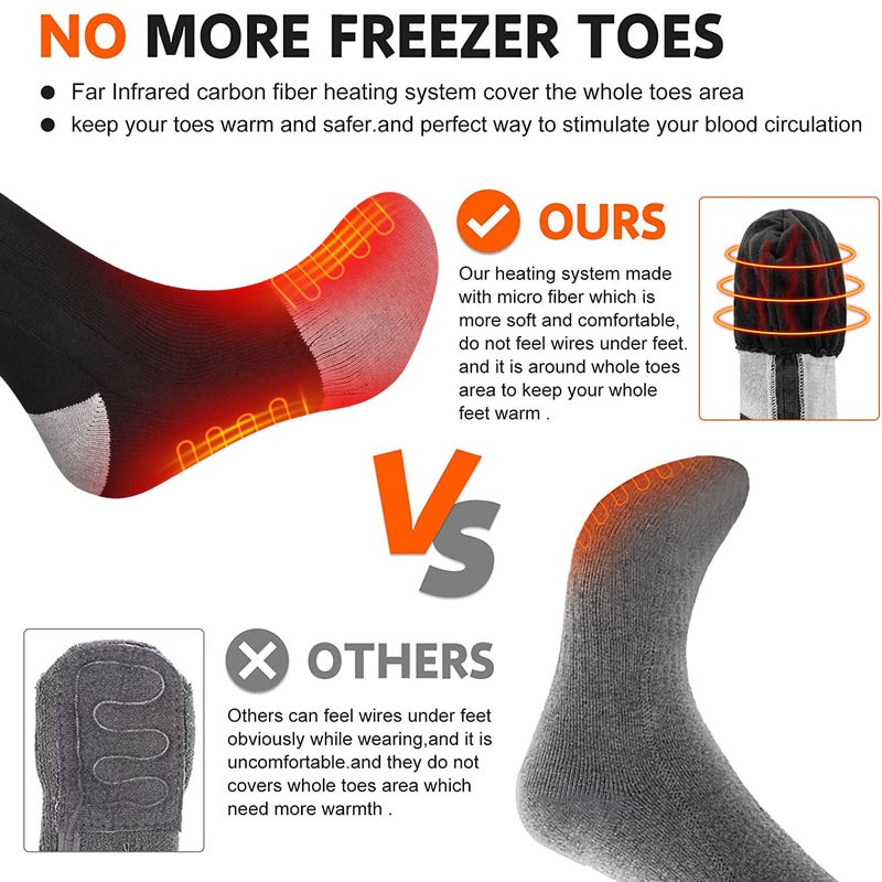 SNOW DEER Upgraded Rechargeable Electric Heated Socks 7.4V 2200Mah Battery Powered Cold Weather Heat Socks For Men Women Outdoor Riding Camping Hiking Motorcycle Skiing Warm Winter Socks (M) - Image 4