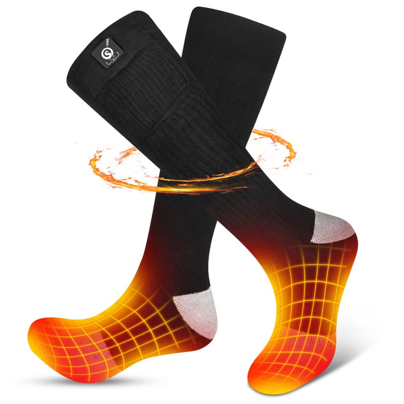 SNOW DEER Upgraded Rechargeable Electric Heated Socks 7.4V 2200Mah Battery Powered Cold Weather Heat Socks For Men Women Outdoor Riding Camping Hiking Motorcycle Skiing Warm Winter Socks (M) - Image 1
