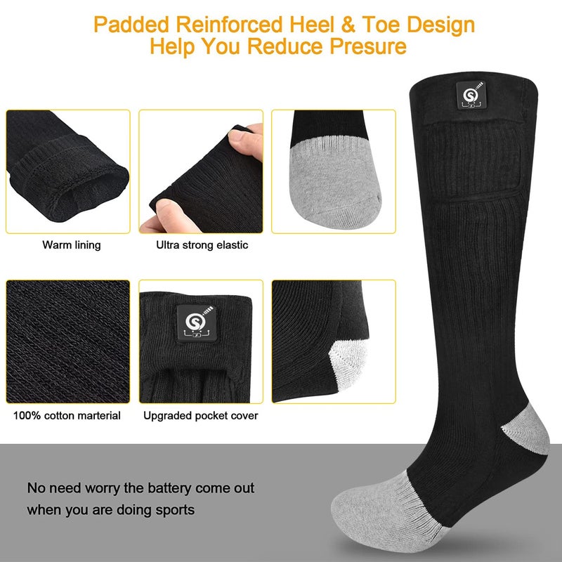 SNOW DEER Upgraded Rechargeable Electric Heated Socks 7.4V 2200Mah Battery Powered Cold Weather Heat Socks For Men Women Outdoor Riding Camping Hiking Motorcycle Skiing Warm Winter Socks (M) - Image 5