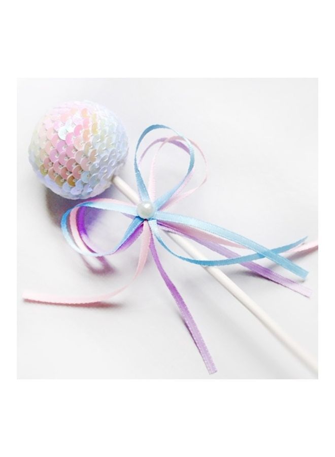 نيبمينينت مجموعة قطع تزيين تثبت بالحلوى والكيك بتصميم كرة مزينة بترتر وشريط بعقدة فيونكة مكونة من 3 - Image 1